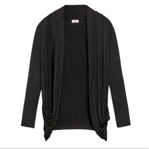 Cozy Chic Pixley Slub Pocket Cardigan in black -2X